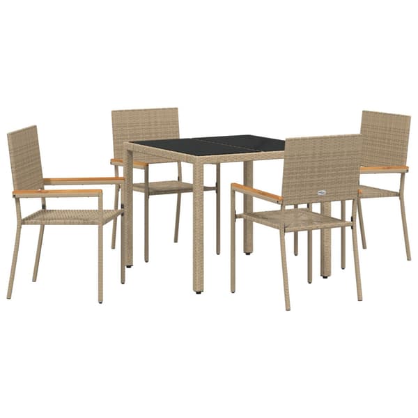 Trädgårdsmöbelset 5 pcs Beige konstrotting