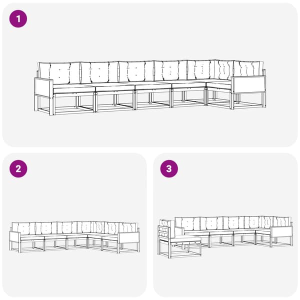 Utomhussoffset med kudde 6 pcs Naturlig och Grädde