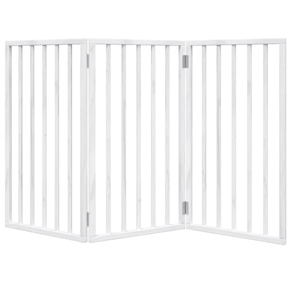 Hundgrind hopfällbar 3 paneler vit 150 cm poppelträ