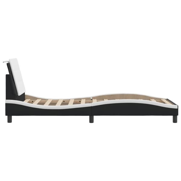 Bed Frame with LED without Mattress "Zadar" Black and White 80x200 cm