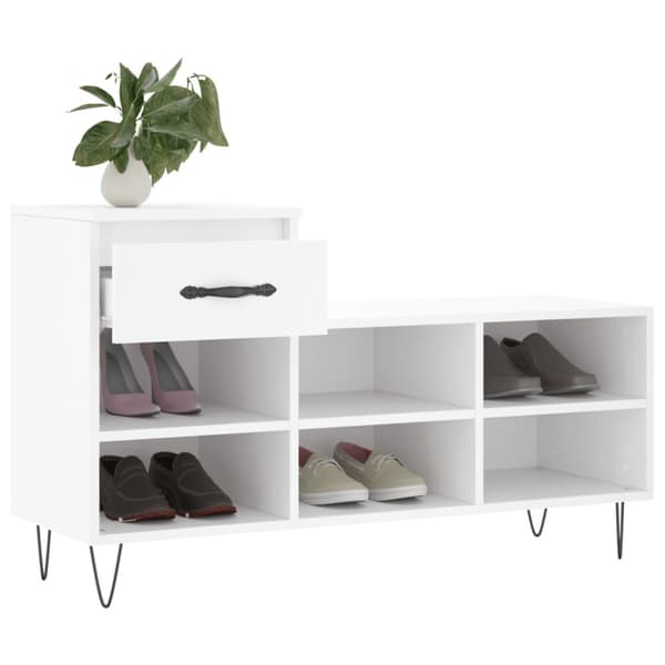 Skoskåp vit 102x36x60 cm konstruerat trä