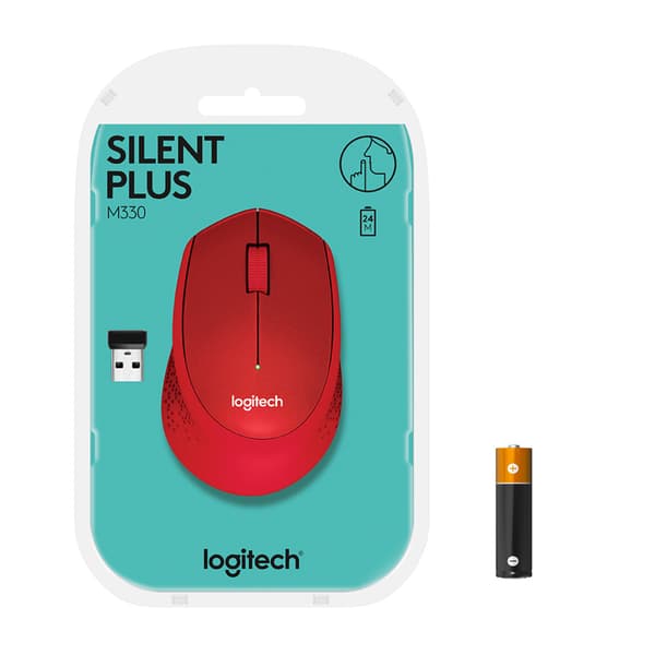 Logitech M330 SILENT PLUS - mus - 2.4 GHz - röd