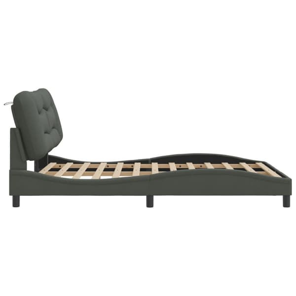 Bed Frame without Mattress "Hvar" Dark Grey 120x200 cm Fabric