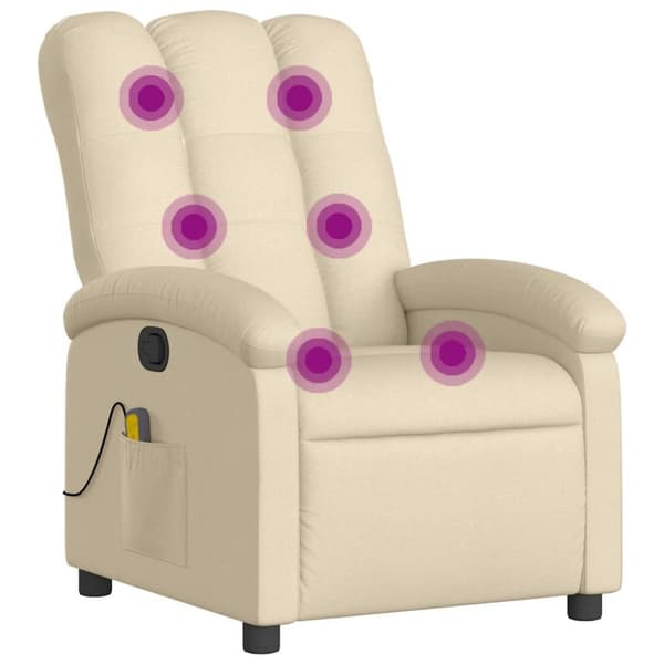 Massagefåtölj krämfärgad tyg