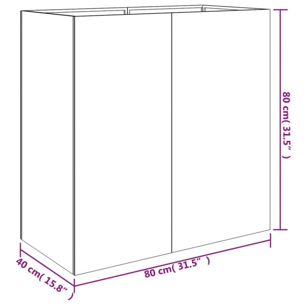 Odlingslåda 40x80x80 cm rosttrögt stål