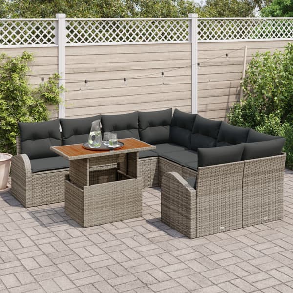 Trädgårdsoffset med kudde 9 pcs Grå