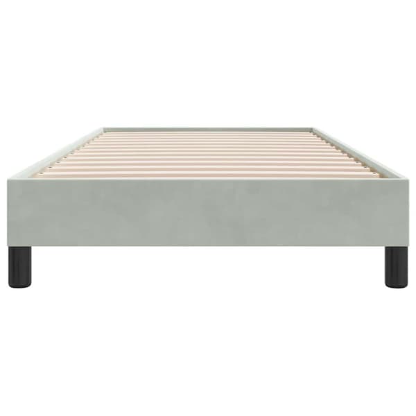 Resårsäng utan madrass ljusgrå 100x210 cm sammet