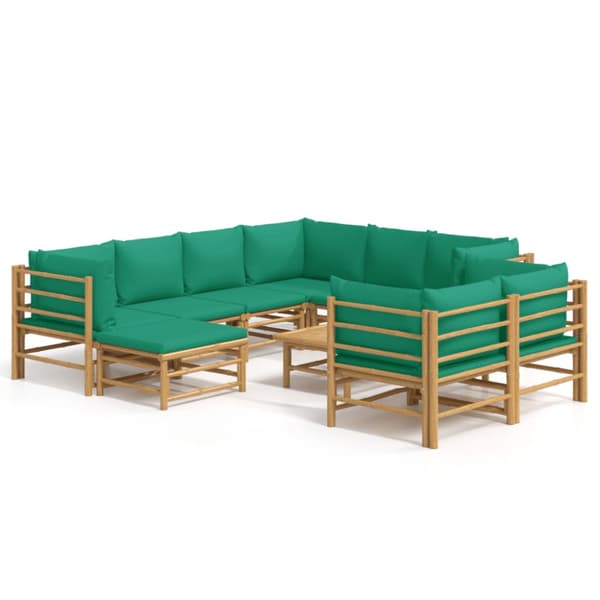 Loungegrupp 10 delar gröna dynor bambu
