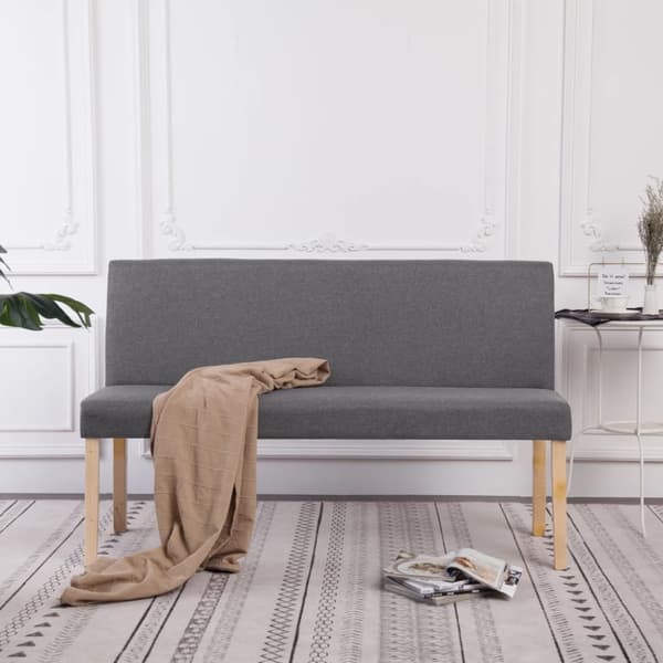 Bänk 139,5 cm konstläder ljusgrå