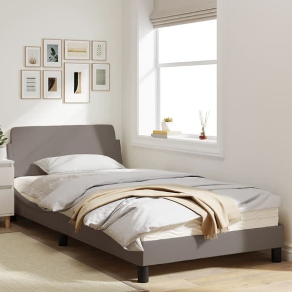 Bed Frame "Dover" Taupe 100x200 cm Fabric