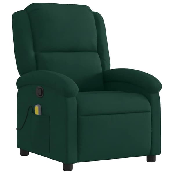 Massagefåtölj mörkgrön sammet