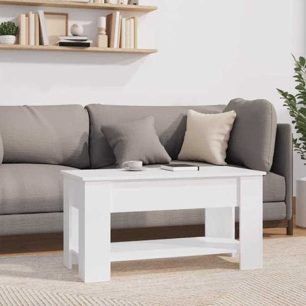 Soffbord vit 101x49x52 cm konstruerat trä