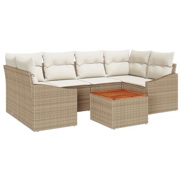 Trädgårdsoffset 7 pcs Beige och gräddfärgad konstrotting