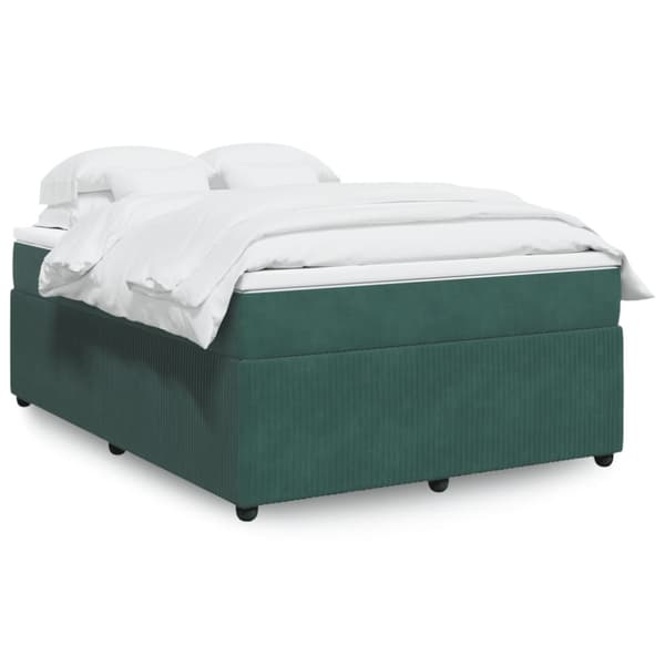 Ramsäng med madrass mörkgrön 140x190 cm sammet