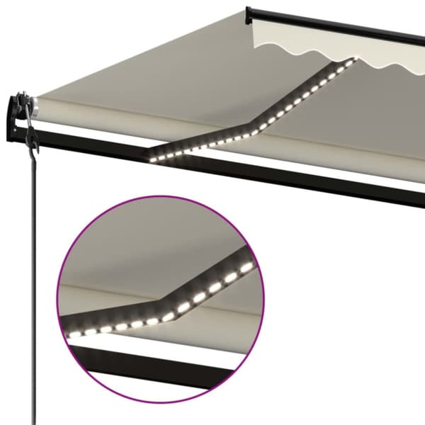 Automatisk markis med vindsensor & LED 450x300 cm gräddvit