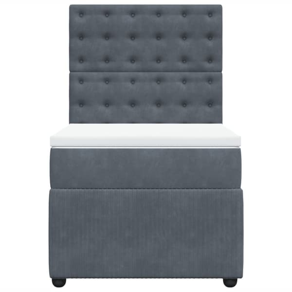 Ramsäng med madrass mörkgrå 90x190 cm sammet