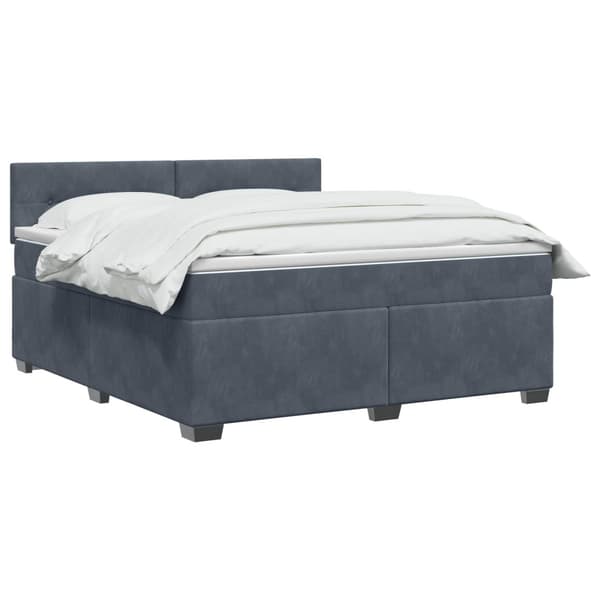 Boxspring säng med madrass och LED Mörkgrå 180 x 200 cm Sammet