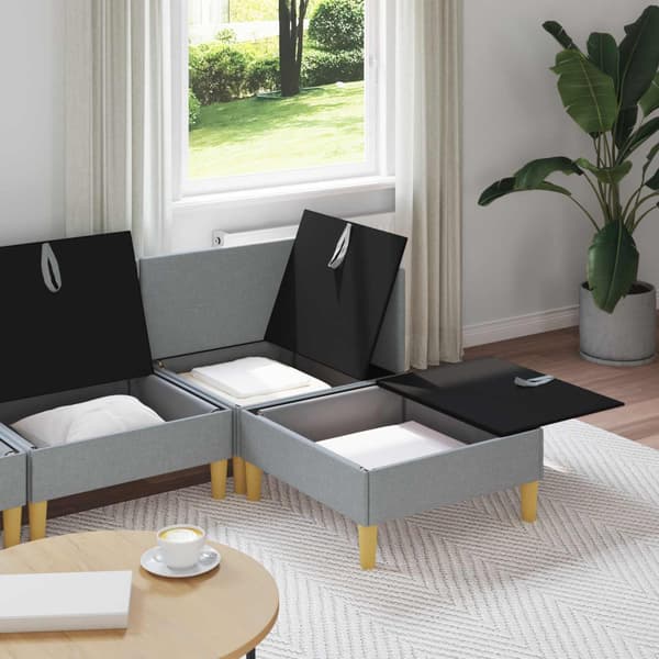 Modulsoffor med förvaring 4 pcs Ljusgrå Tyg