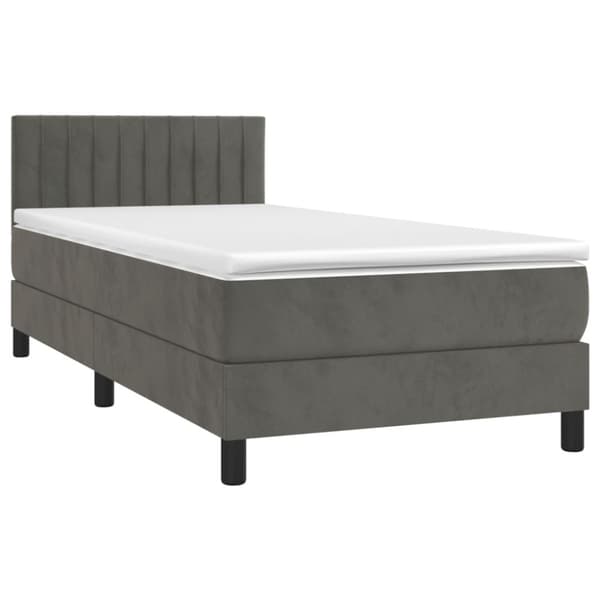 Ramsäng med madrass mörkgrå 80x200 cm sammet