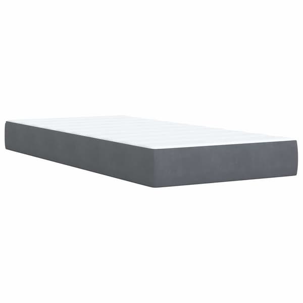 Boxspring säng med madrass och LED Mörkgrå Enkel Sammet