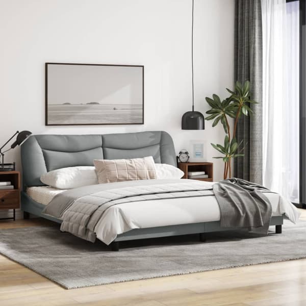 Bed Frame without Mattress "Hvar" Light Grey 180x200 cm Fabric
