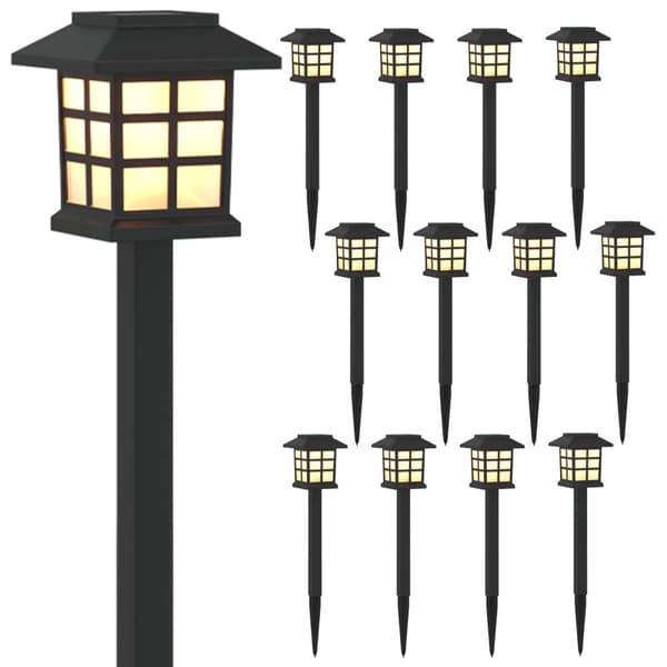 Utomhus solcellslampor med markspik 12 pcs Varmvit 38,5 cm PP