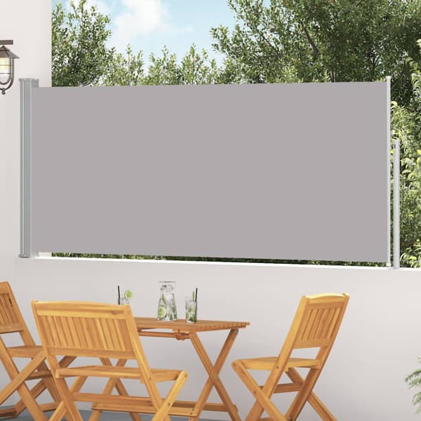 Infällbar sidomarkis 120 x 300 cm grå