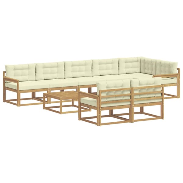 Utomhussoffset 9 pcs Vit och grädde 79 x 79 x 37 cm Polyester