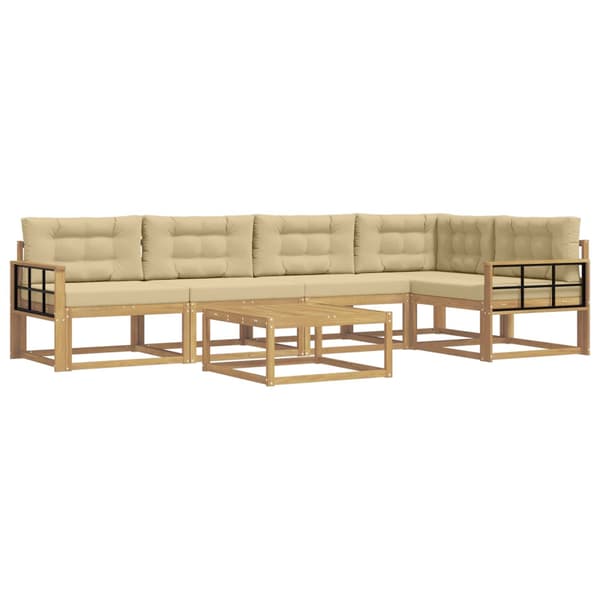 Utomhussoffset 6 pcs Vit och Beige 79 x 79 x 37 cm Polyester