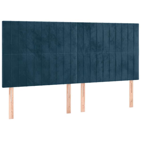 Ramsäng med madrass & LED mörkblå 160x200 cm sammet