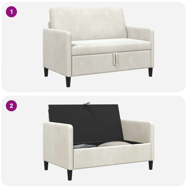 Soffa med förvaring Gräddvit 122 x 78 x 87 cm Polyester