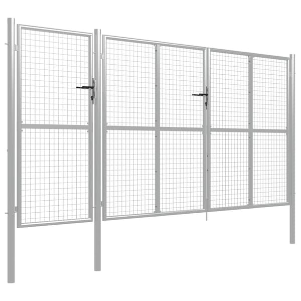 Trädgårdsgrind stål 400x150 cm silver