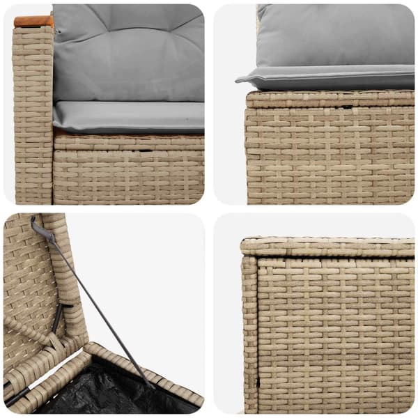 Soffset 5 st Beige och Ljusgrå Poly Rattan och stål