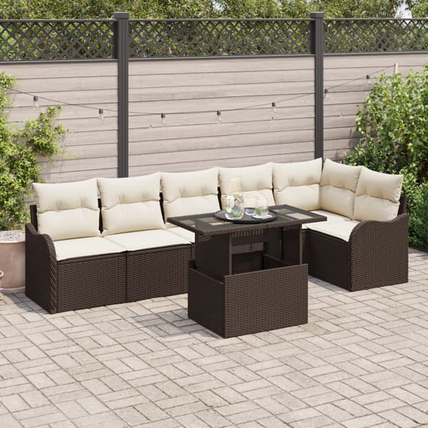 Soffset 7 st Brun Poly rattan