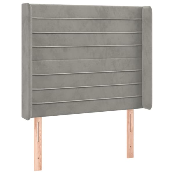 Ramsäng med madrass & LED ljusgrå 100x200 cm sammet