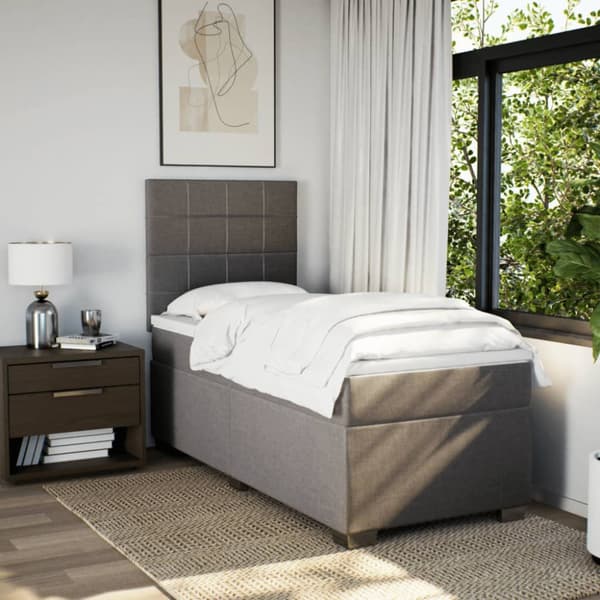 Ramsäng med madrass taupe 80x200 cm tyg