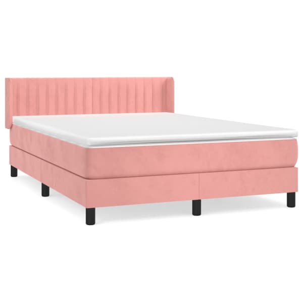 Ramsäng med madrass rosa 140x200 cm sammet