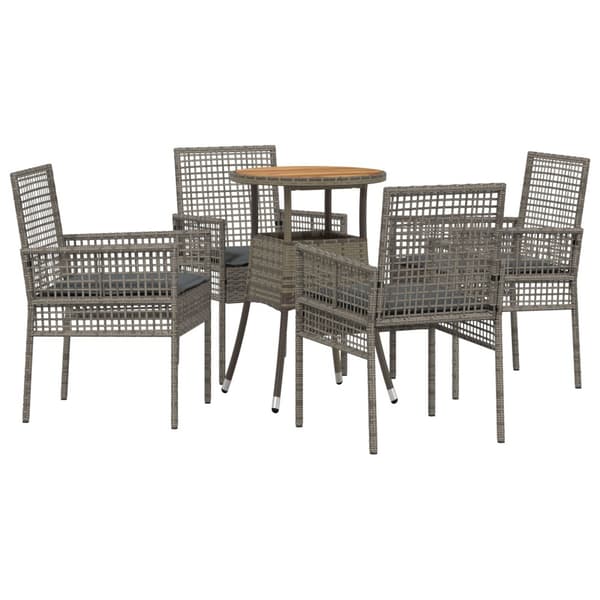 Trädgårdsmöbelset 5 pcs Grå konstrotting