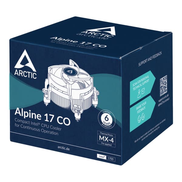 ARCTIC Alpine 17 CO Processor Luftkylare 9,2 cm Svart, Silver 1 styck
