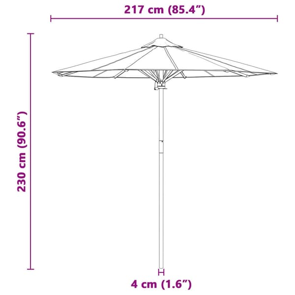 Trädgårdsparasol Krämvit Ø 270 x 260 cm Bambu