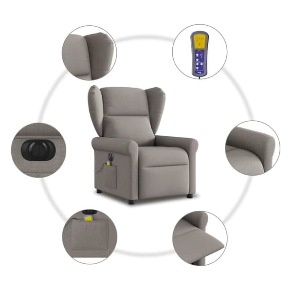 Elektrisk massagefåtölj taupe tyg