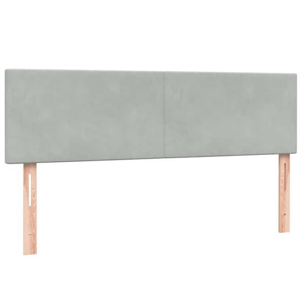 Ramsäng med madrass ljusgrå 160x210 cm sammet