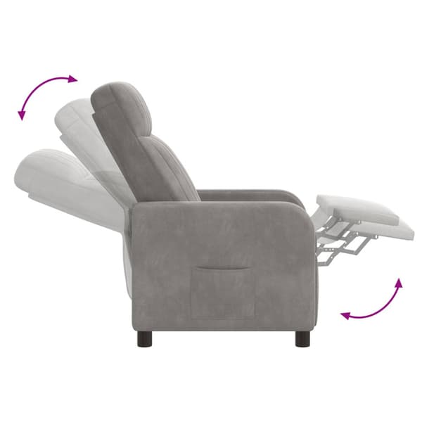 Recliner Ljusgrå Sammet (V)