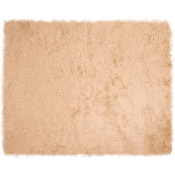 Fuskfäll matta TAFALLA Beige 200 x 280 cm Polyester