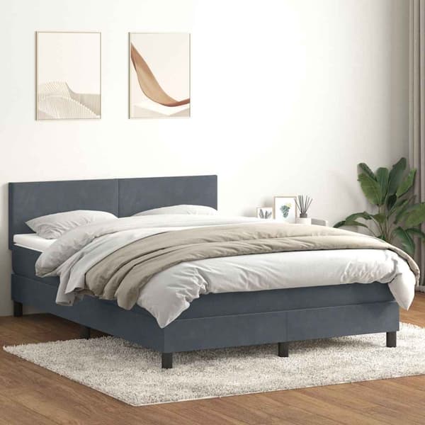 Ramsäng med madrass mörkgrå 160x210 cm sammet