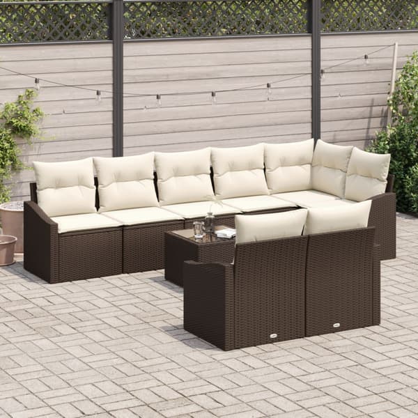 Soffset med kudde 9 pcs Brun konstrotting
