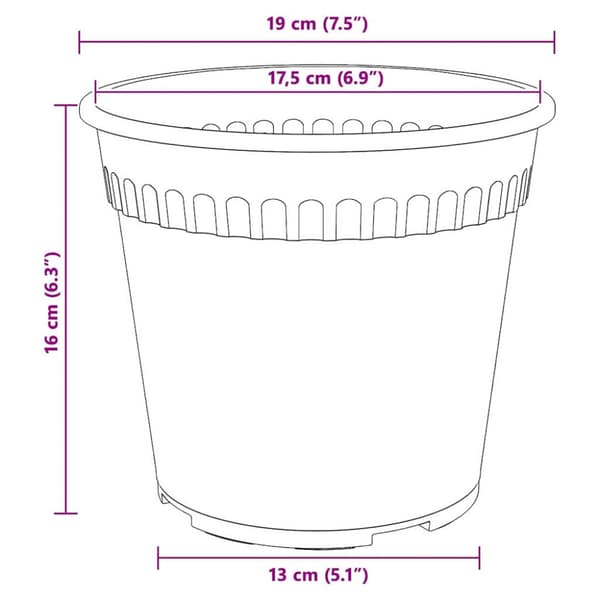 Växtkrukor 6 pcs Murgrön Ø 19 x 16 cm Plast