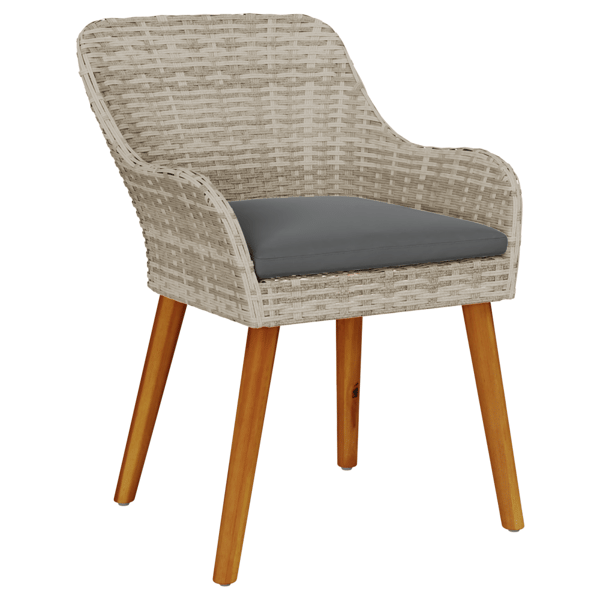 Trädgårdsmöbelset med kudde 5 pcs Ljusgrå konstrotting