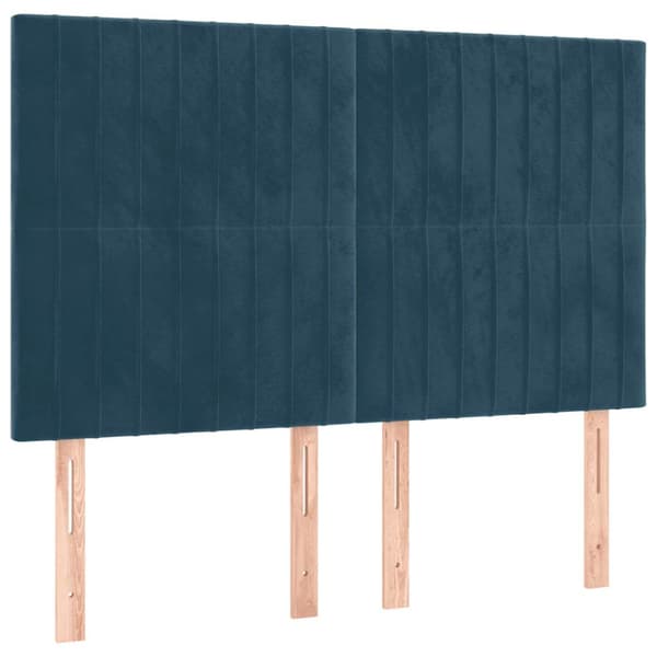 Sänggavel mörkblå 144x5x118/128 cm sammet