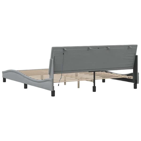 Bed Frame without Mattress "Hanko" Light Grey 180x200cm Fabric